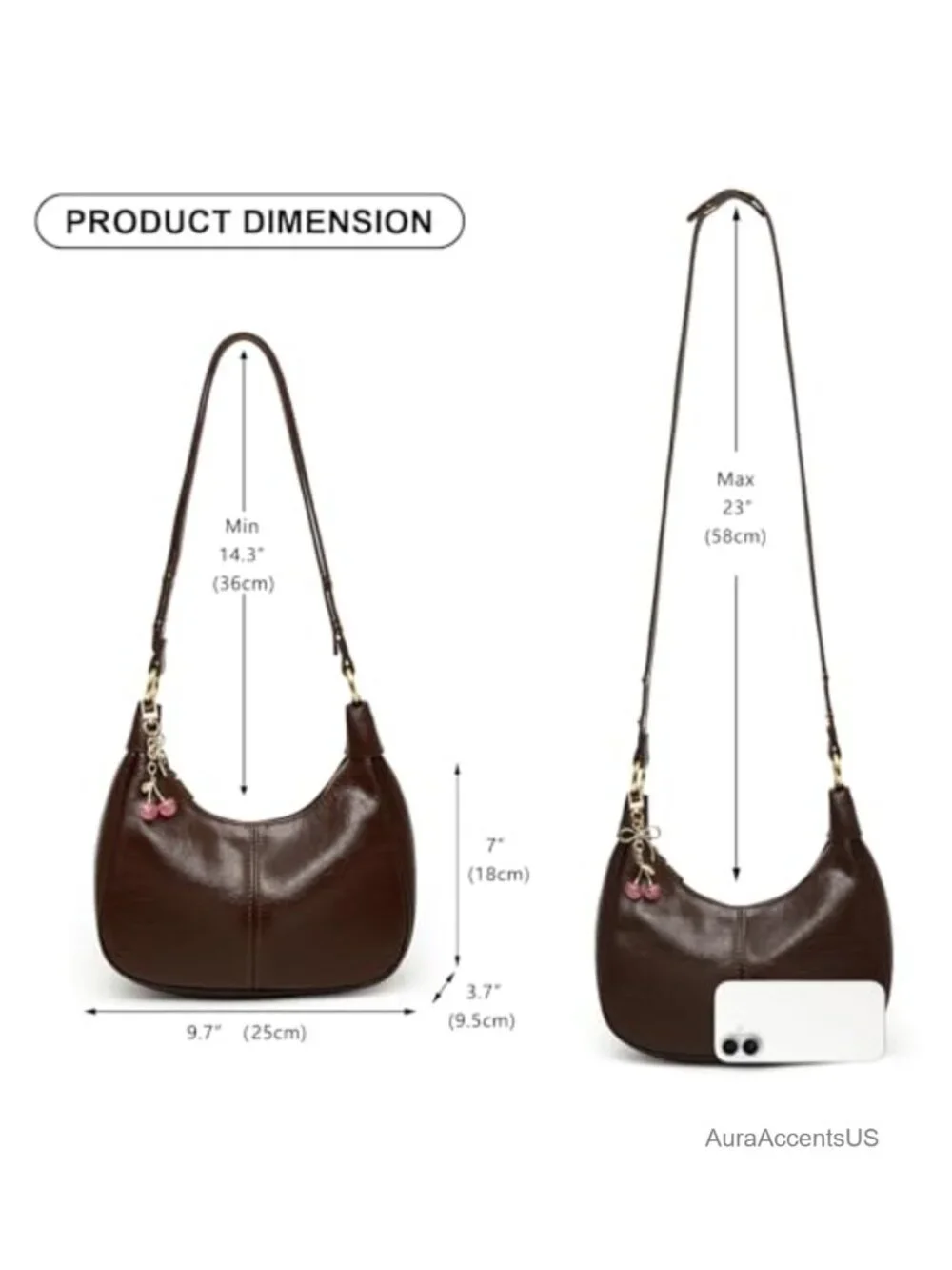 Small Crescent Hobo Shoulder Bag Vegan Leather Crossbody